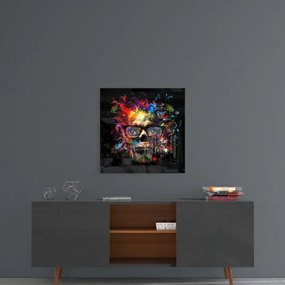 Colored Skull Glass Wall Art - LUXARTDECO
