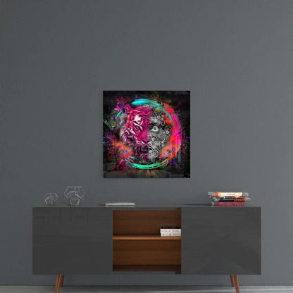 Machine Tiger Glass Wall Art - LUXARTDECO