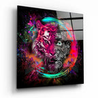 Machine Tiger Glass Wall Art - LUXARTDECO