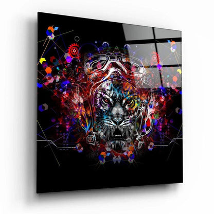 Mechanical Tiger Glass Wall Art - LUXARTDECO