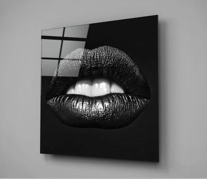 Black Lips Glass Wall Art - LUXARTDECO