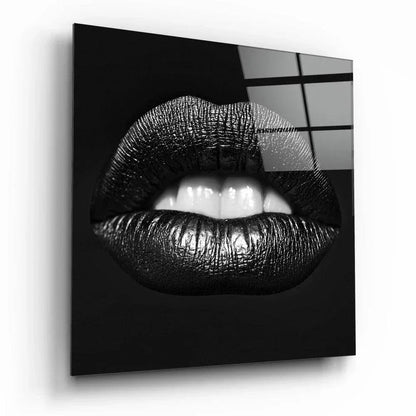 Black Lips Glass Wall Art - LUXARTDECO