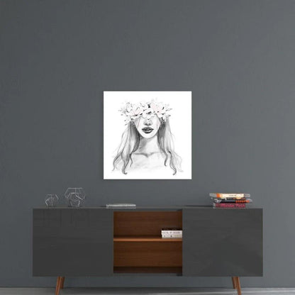Flower Crowned Woman Glass Wall Art - LUXARTDECO