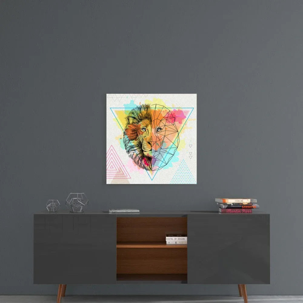 Fact and Fiction Lion Glass Wall Art - LUXARTDECO