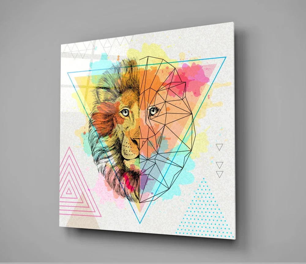 Fact and Fiction Lion Glass Wall Art - LUXARTDECO