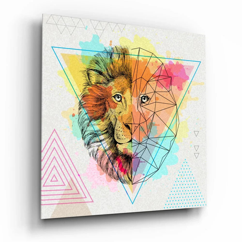 Fact and Fiction Lion Glass Wall Art - LUXARTDECO