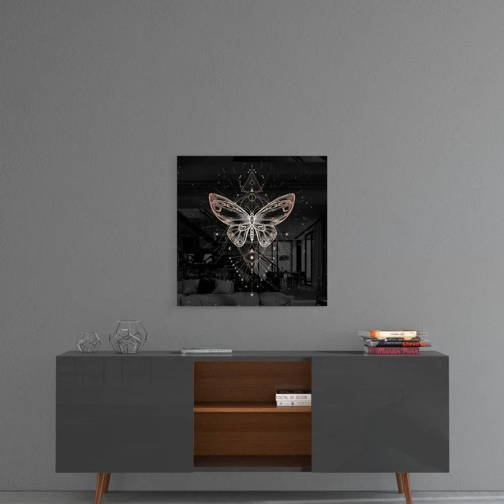 Da Vinci Style Butterfly Glass Wall Art - LUXARTDECO