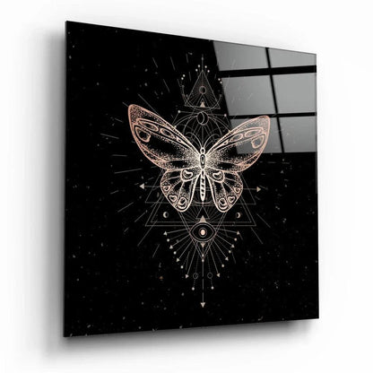Da Vinci Style Butterfly Glass Wall Art - LUXARTDECO