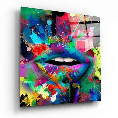 Colored Lips Glass Wall Art - LUXARTDECO