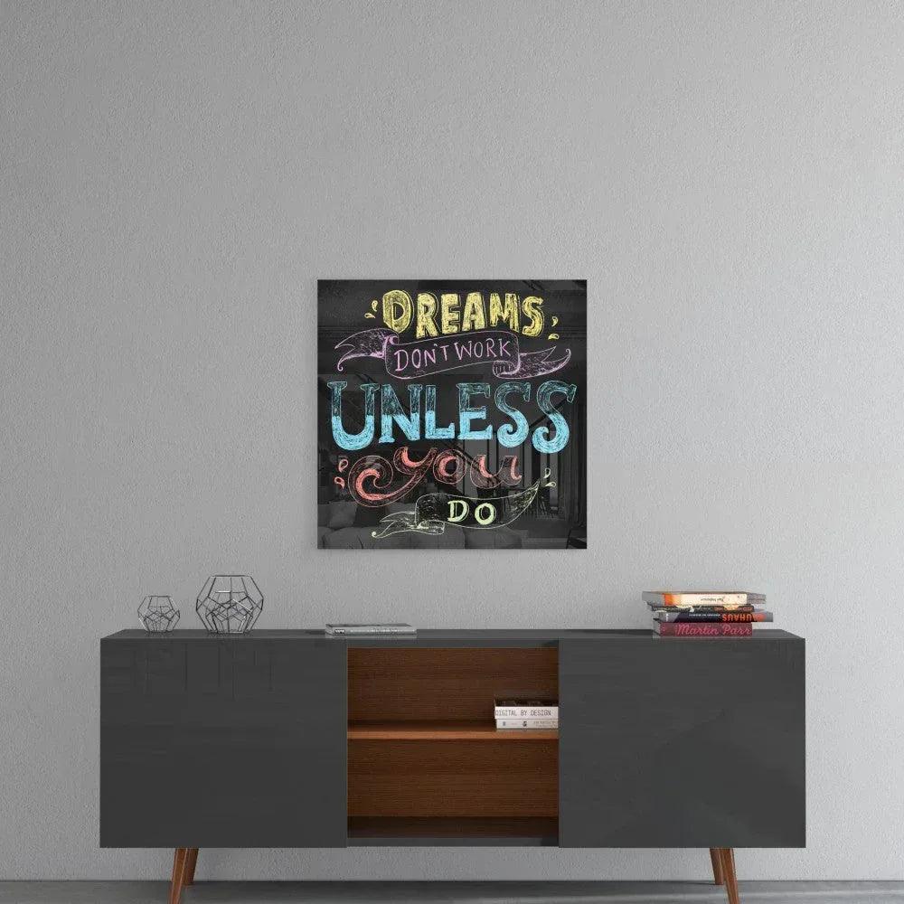 Words - Dreams Glass Wall Art - LUXARTDECO