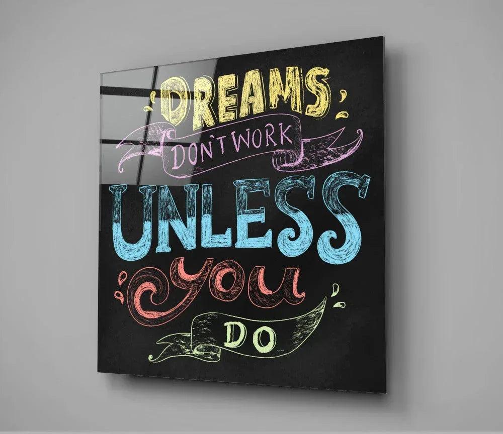 Words - Dreams Glass Wall Art - LUXARTDECO