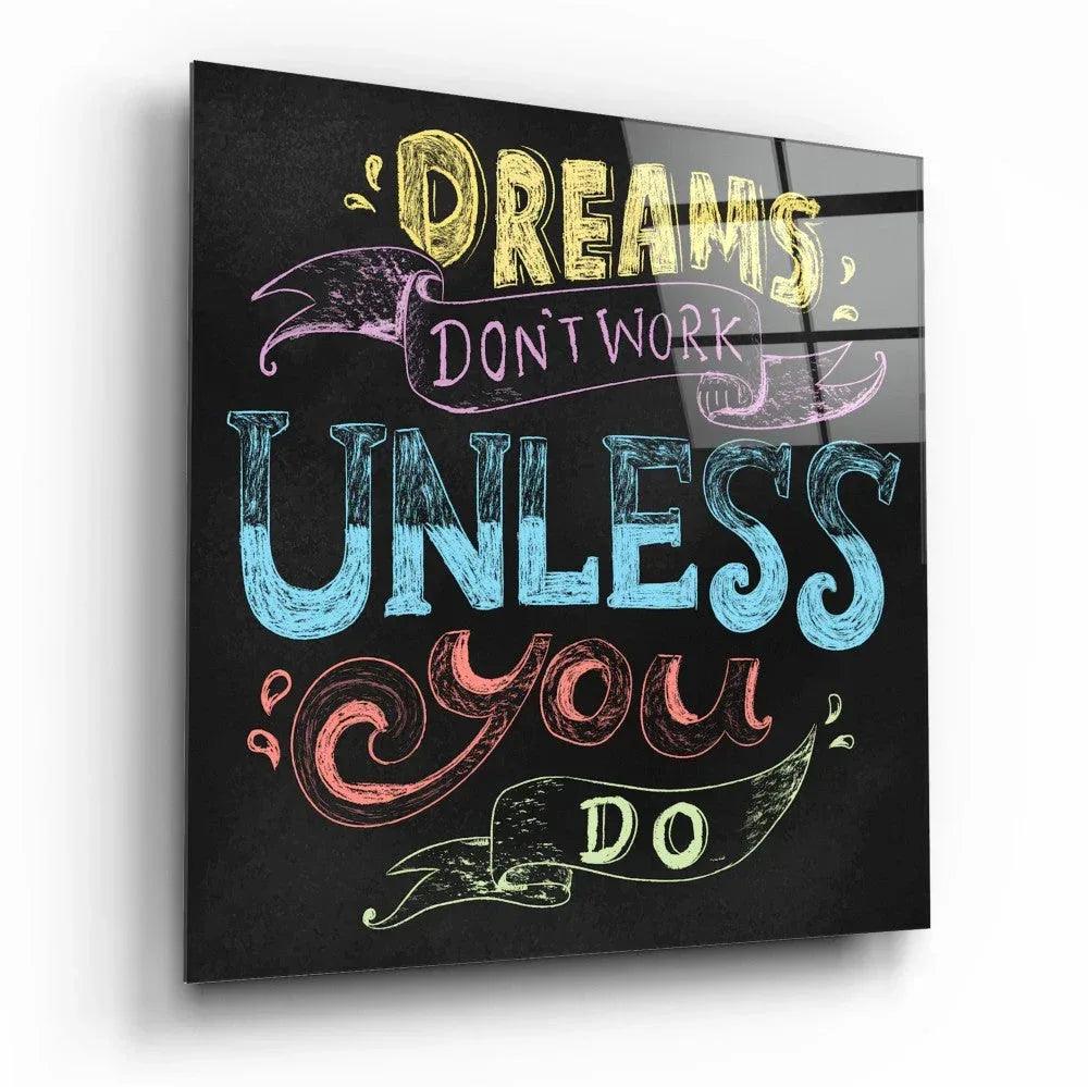 Words - Dreams Glass Wall Art - LUXARTDECO