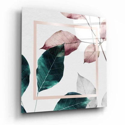 Scandinavian Style Leaves Glass Wall Art - LUXARTDECO