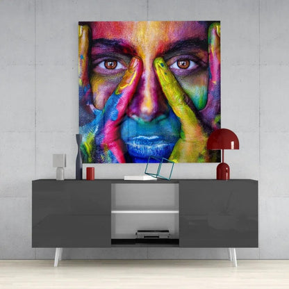 Painted Face Glass Wall Art - LUXARTDECO