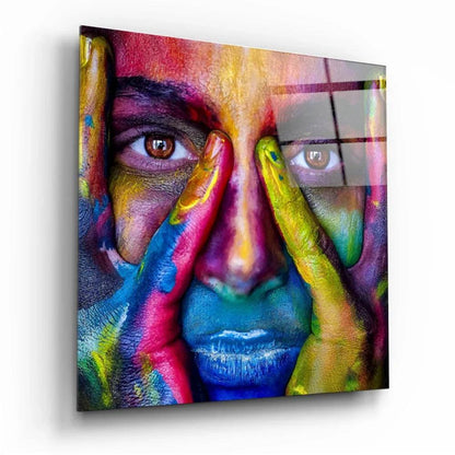 Painted Face Glass Wall Art - LUXARTDECO