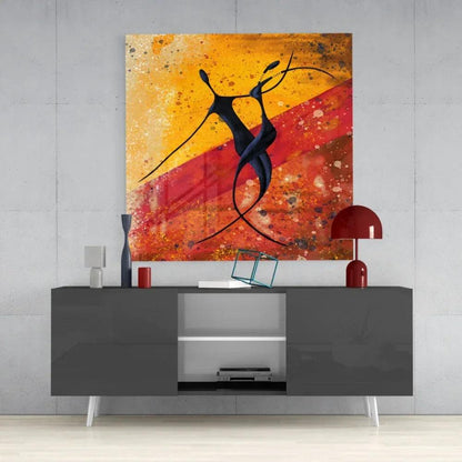 Dance of Shadows Glass Wall Art - LUXARTDECO