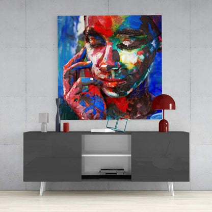 Colored Sadness Glass Wall Art - LUXARTDECO