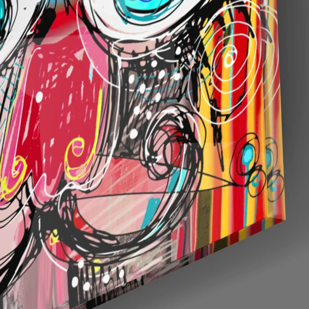 Abstract Cat Glass Wall Art - LUXARTDECO