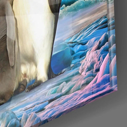 Penguin Family Glass Wall Art - LUXARTDECO