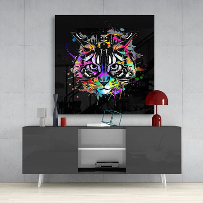 Cat Art Glass Wall Art - LUXARTDECO