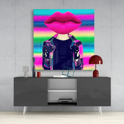 Head Lip Glass Wall Art - LUXARTDECO