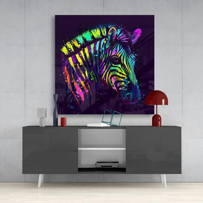 Colorful Zebra Glass Wall Art - LUXARTDECO