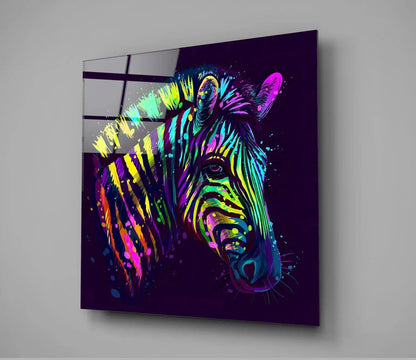 Colorful Zebra Glass Wall Art - LUXARTDECO
