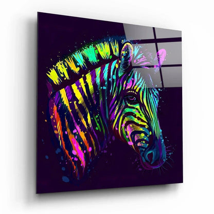 Colorful Zebra Glass Wall Art - LUXARTDECO
