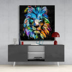 Blue Lion Glass Wall Art - LUXARTDECO
