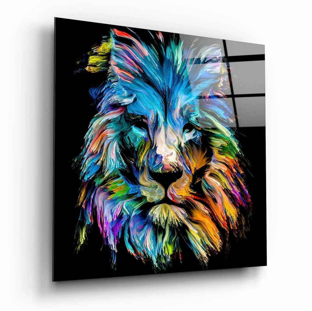 Blue Lion Glass Wall Art - LUXARTDECO