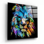 Blue Lion Glass Wall Art - LUXARTDECO