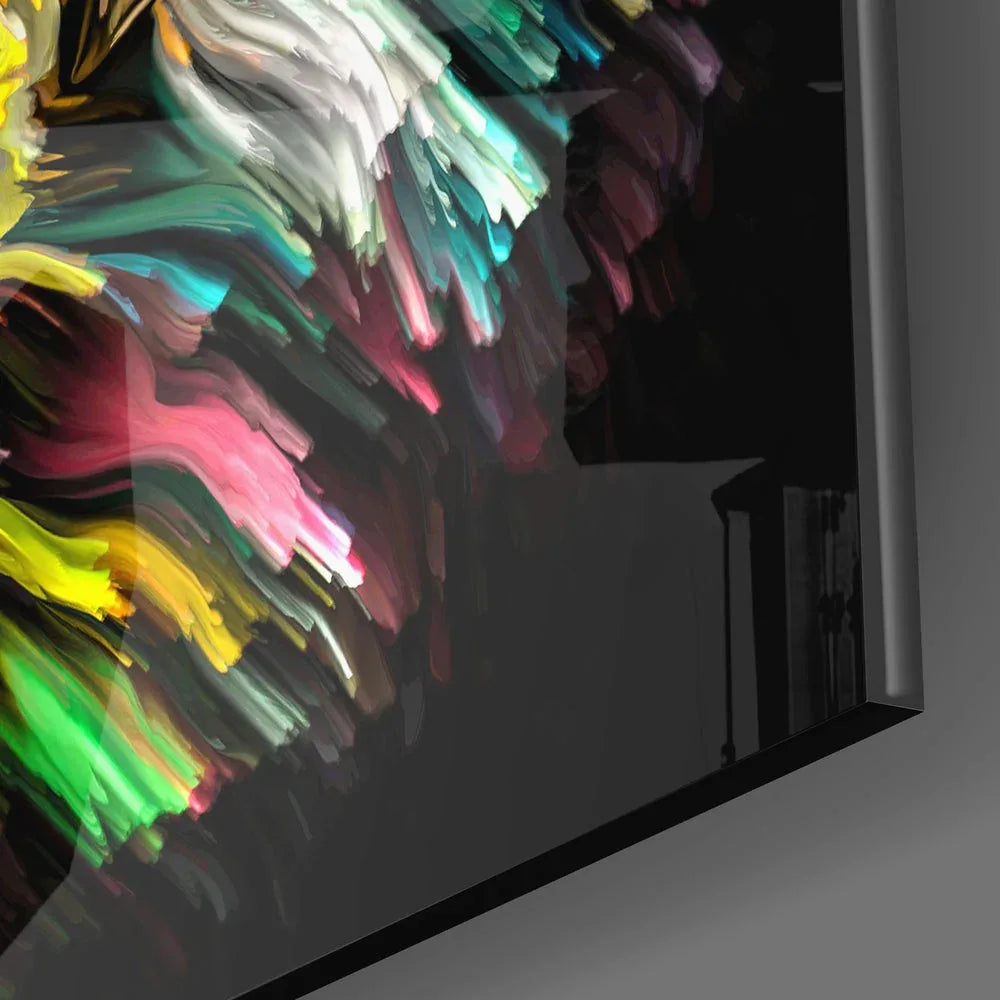 Yellow Lion Glass Wall Art - LUXARTDECO