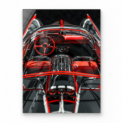 Ferrari Retro Glass Wall Art