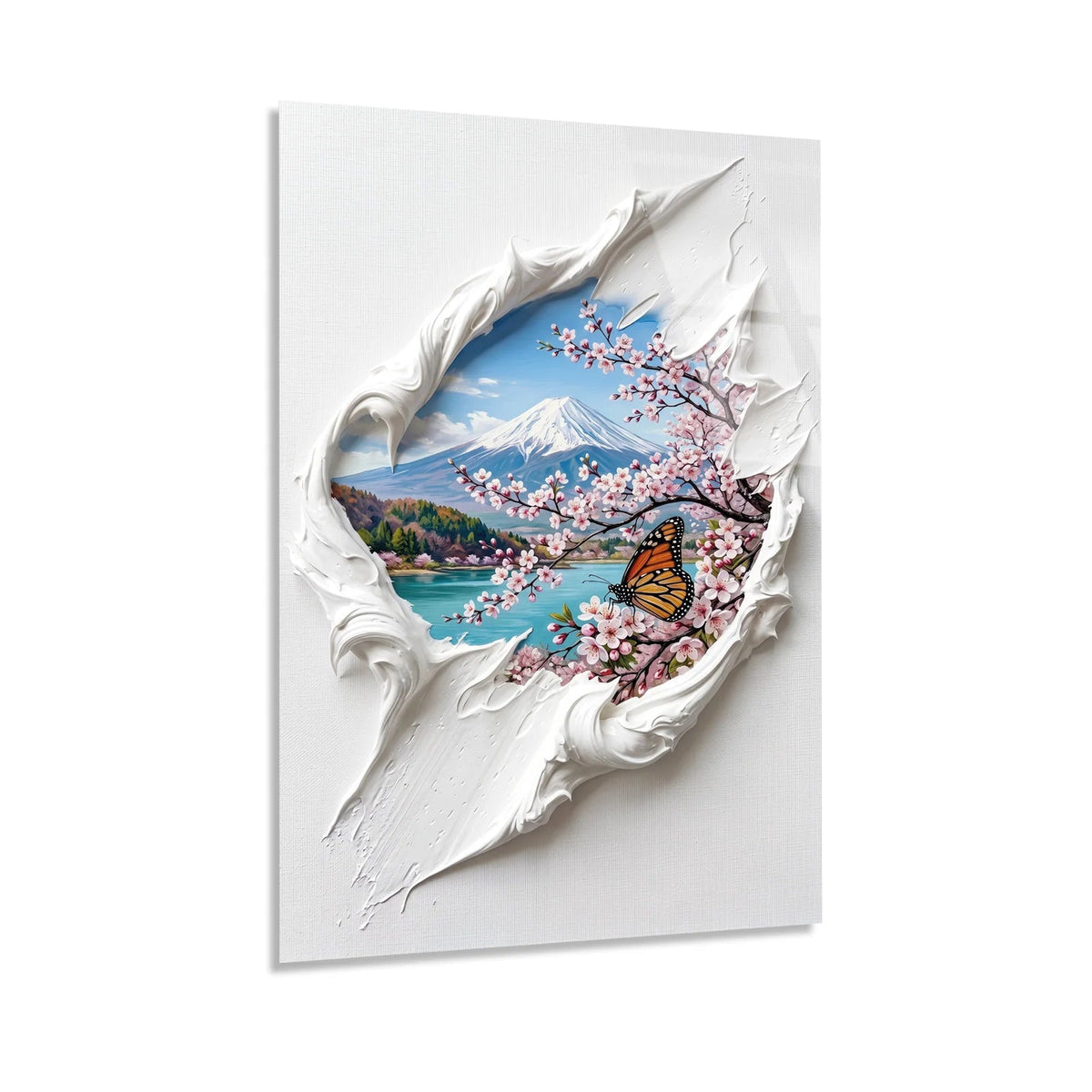 Mountain & Lake Glass Wall Art