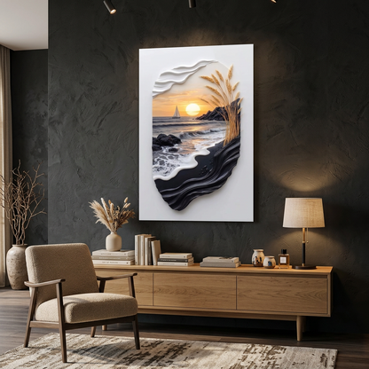 Barca a Vela al Tramonto Quadro in Vetro Temperato