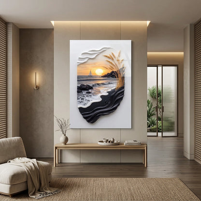 Barca a Vela al Tramonto Quadro in Vetro Temperato