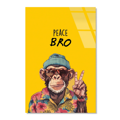 Peace Bro Chimp Glass Wall Art