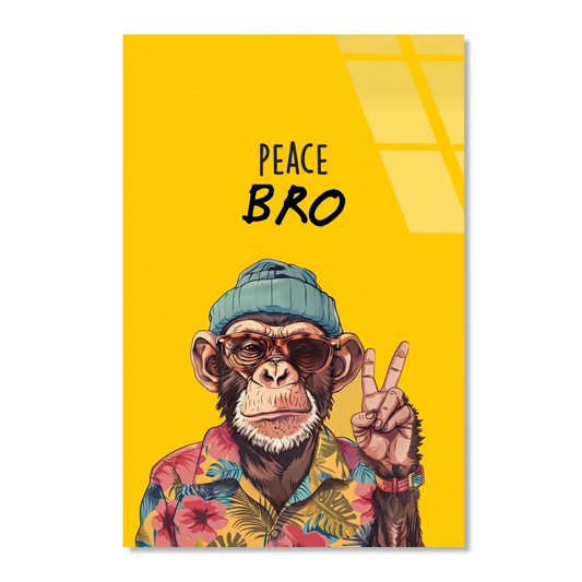 Peace Bro Chimp Glass Wall Art