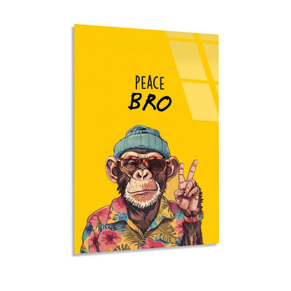 Peace Bro Chimp Glass Wall Art