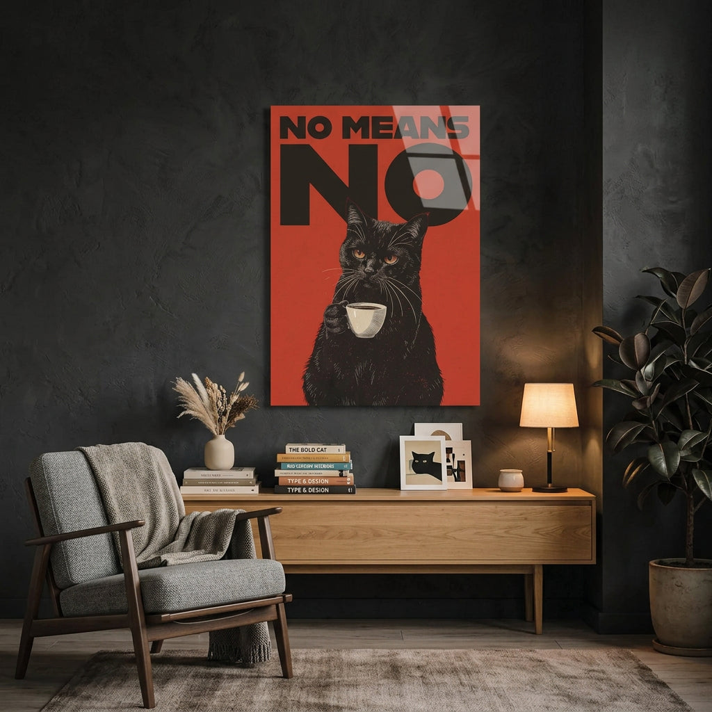 “No Means No” Quadro in Vetro Temperato