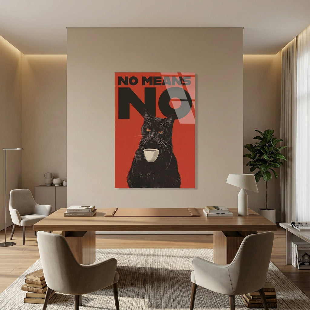 “No Means No” Quadro in Vetro Temperato