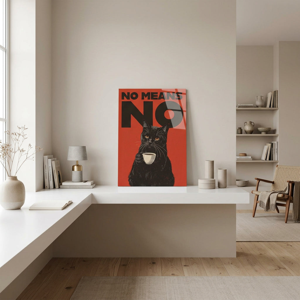 “No Means No” Quadro in Vetro Temperato