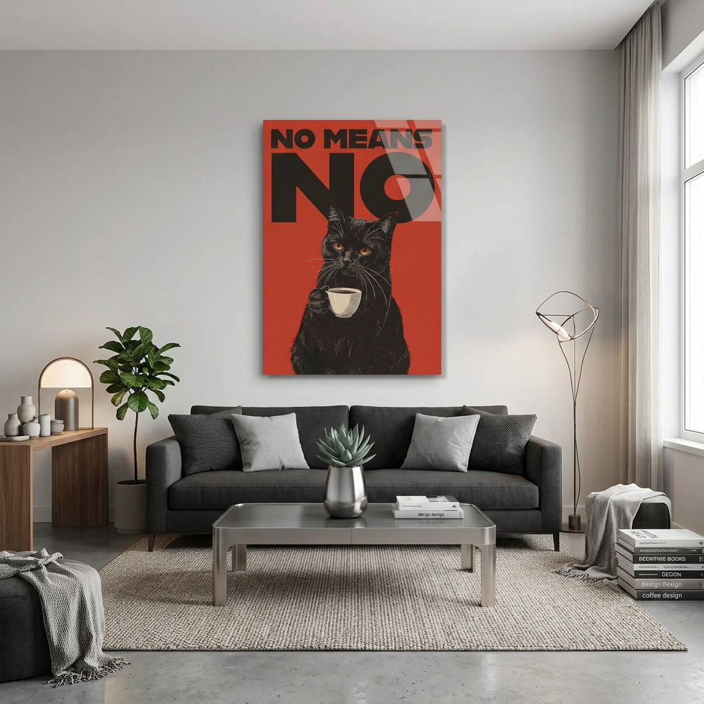 “No Means No” Quadro in Vetro Temperato