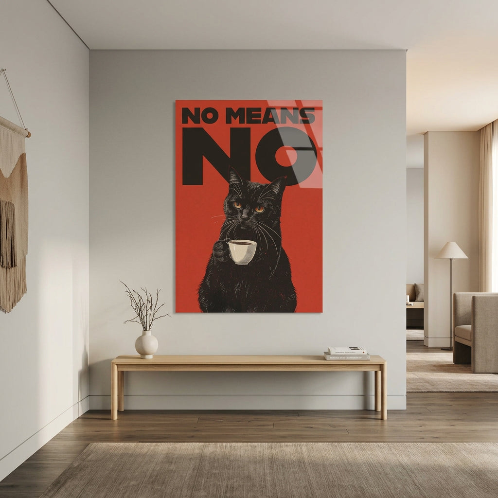 “No Means No” Quadro in Vetro Temperato
