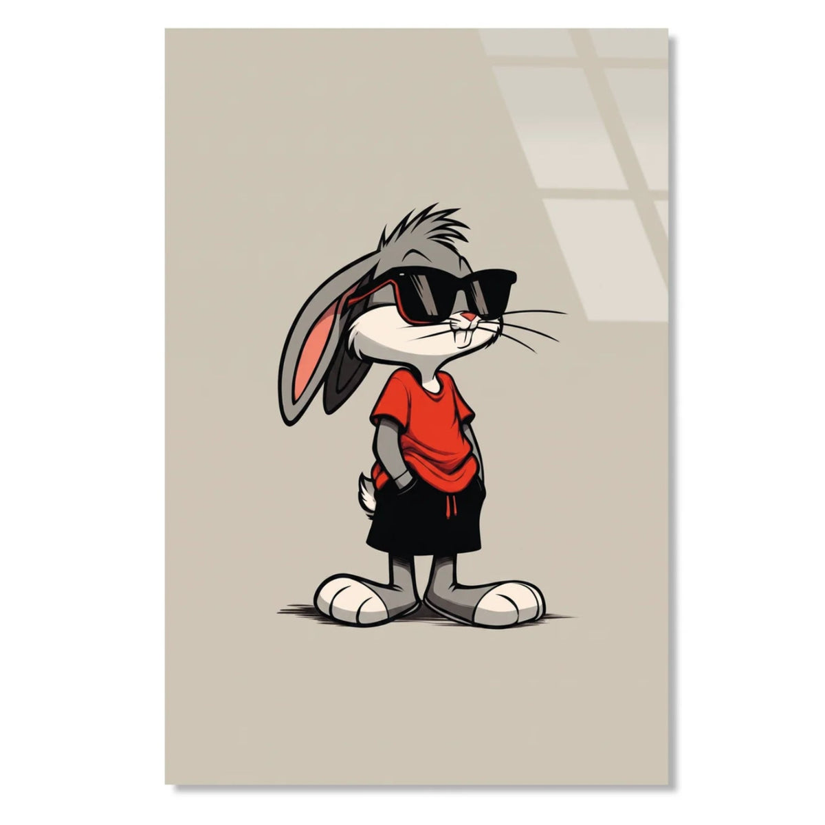 Cool Cartoon Rabbit Glass Wall Art