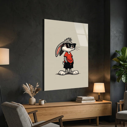 Cool Cartoon Rabbit Glass Wall Art