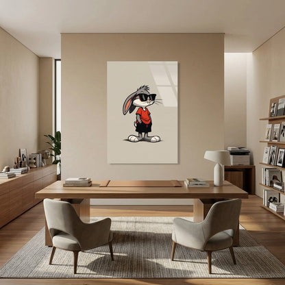 Cool Cartoon Rabbit Glass Wall Art