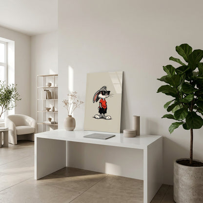 Cool Cartoon Rabbit Glass Wall Art