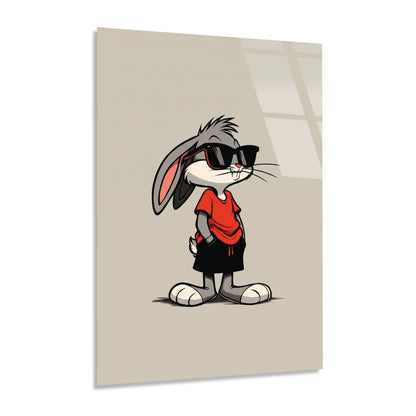 Cool Cartoon Rabbit Glass Wall Art
