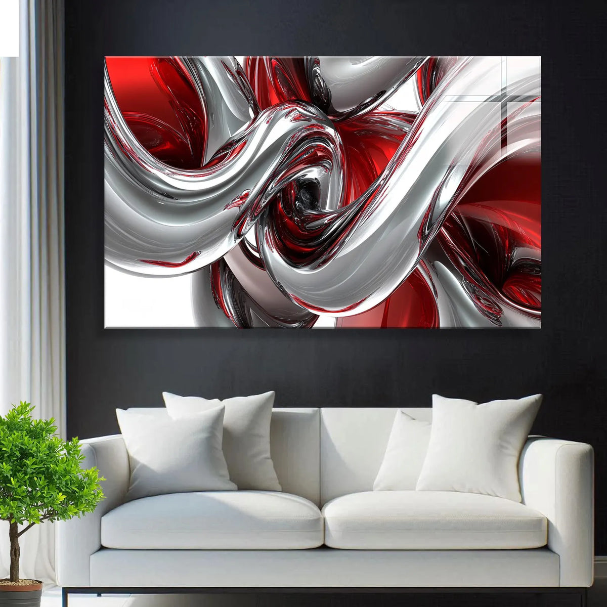 Rosso Cromato Quadro in Vetro Temperato